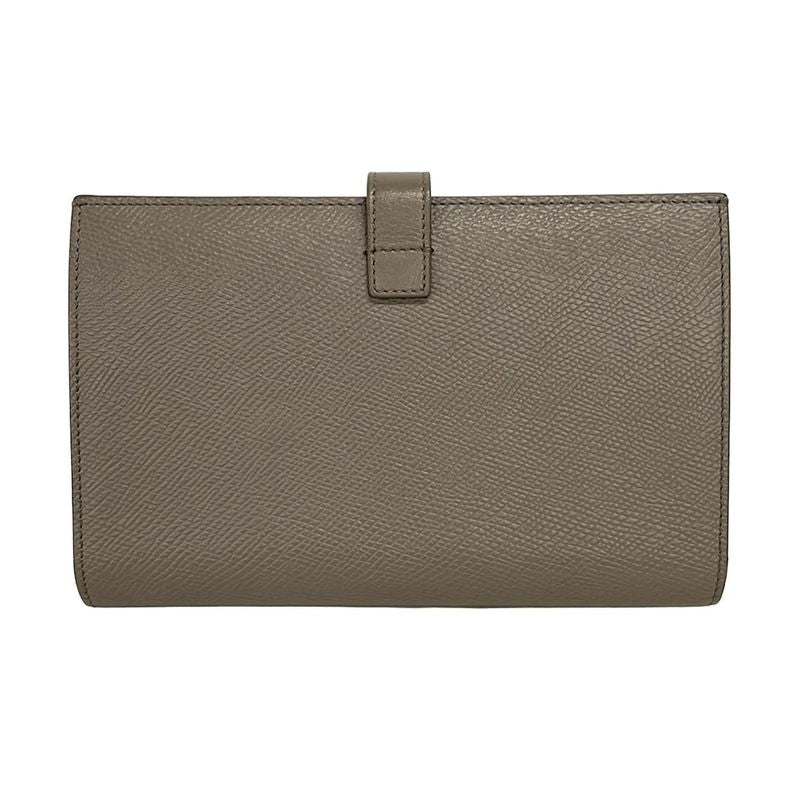 Celine Bifold Wallet Large Strap Gray Leather