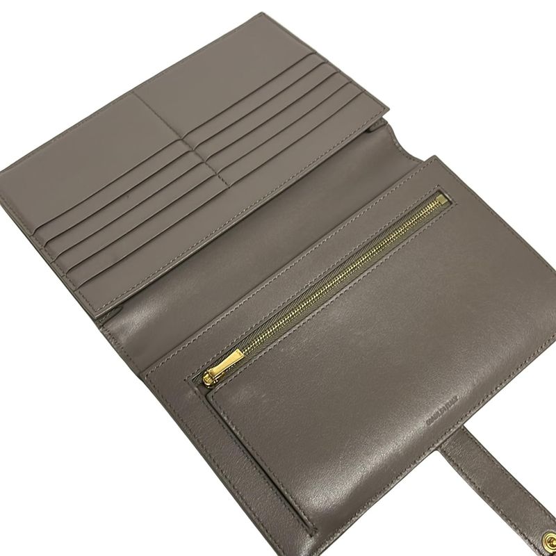 Celine Bifold Wallet Large Strap Gray Leather