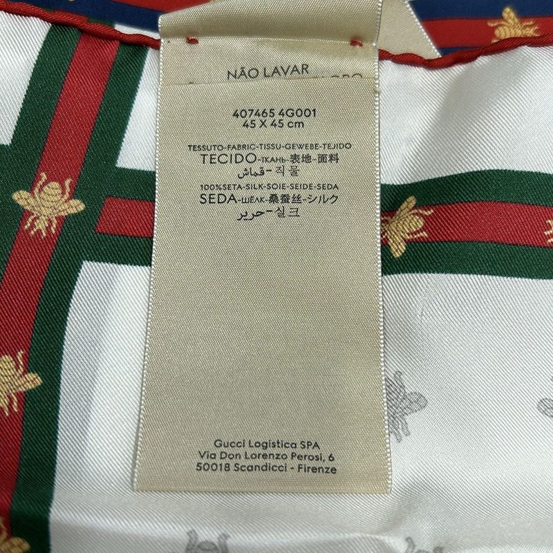 Gucci Scarf White Red Multi Silk Bee X