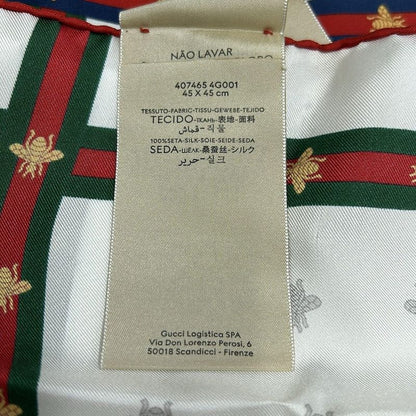 Gucci Scarf White Red Multi Silk Bee X