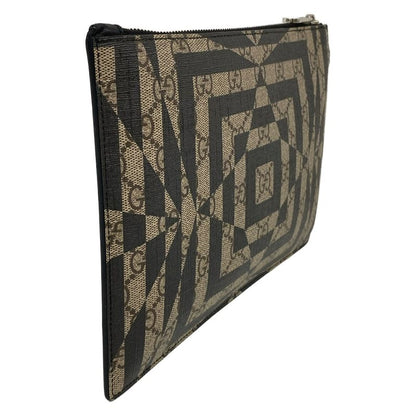 Gucci Clutch GG Carry On Beige Black Leather