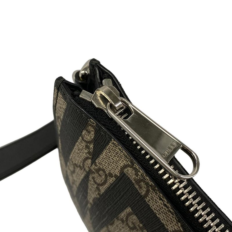Gucci Clutch GG Carry On Beige Black Leather