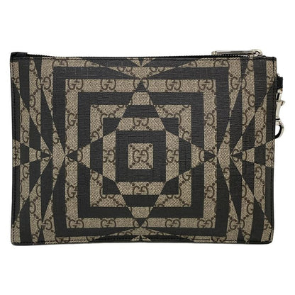 Gucci Clutch GG Carry On Beige Black Leather