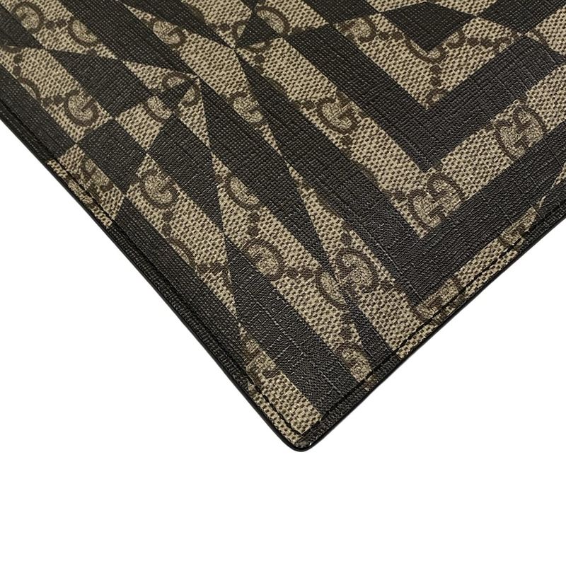 Gucci Clutch GG Carry On Beige Black Leather
