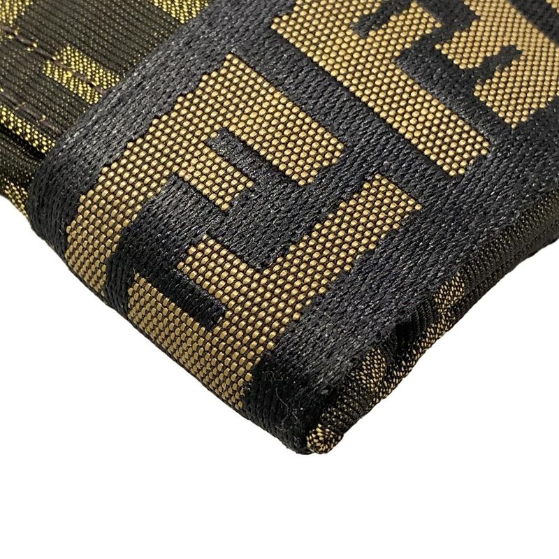 Fendi Shoulder Bag Zucca Pattern Khaki Black Brown Leather