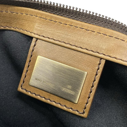 Fendi Shoulder Bag Zucca Pattern Khaki Black Brown Leather