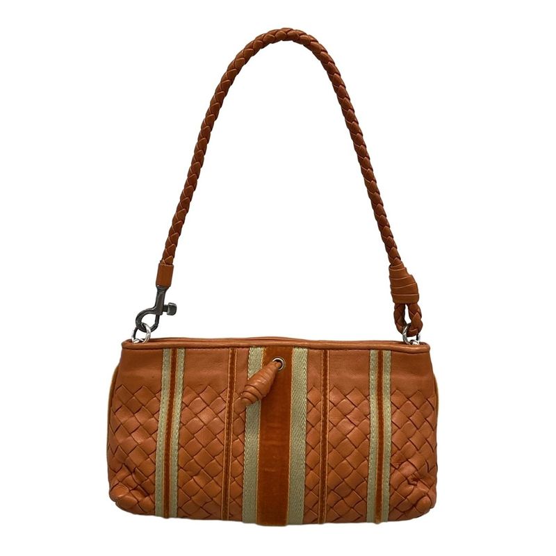 Bottega Veneta Handbag Intrecciato Orange Gray Cotton Leather