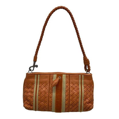 Bottega Veneta Handbag Intrecciato Orange Gray Cotton Leather