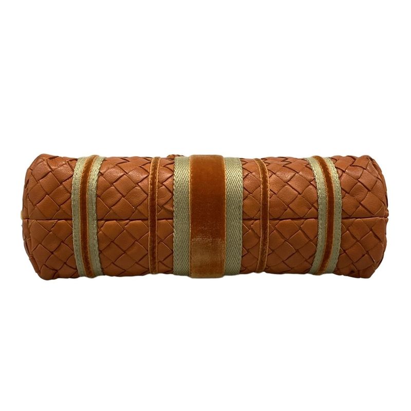 Bottega Veneta Handbag Intrecciato Orange Gray Cotton Leather