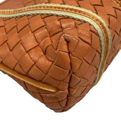 Bottega Veneta Handbag Intrecciato Orange Gray Cotton Leather