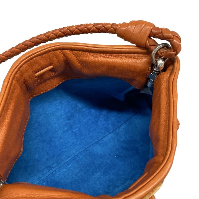Bottega Veneta Handbag Intrecciato Orange Gray Cotton Leather