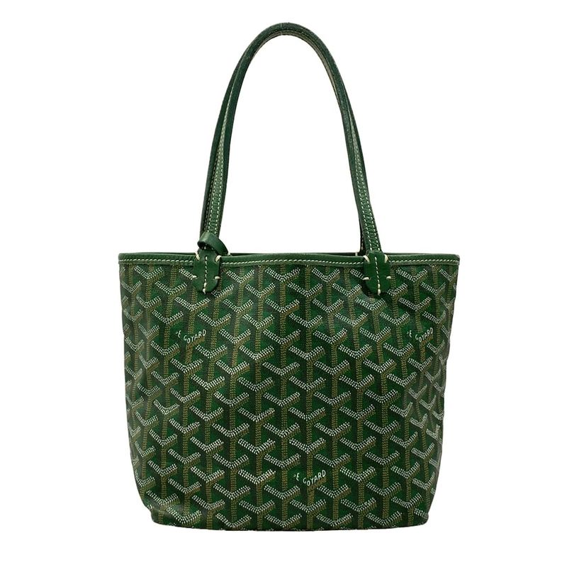 Goyard Tote Saint Louis Junior Green White Orange Markage with Initials