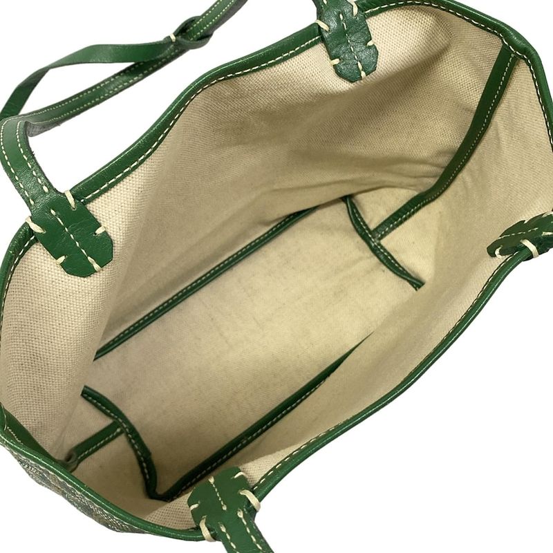 Goyard Tote Saint Louis Junior Green White Orange Markage with Initials