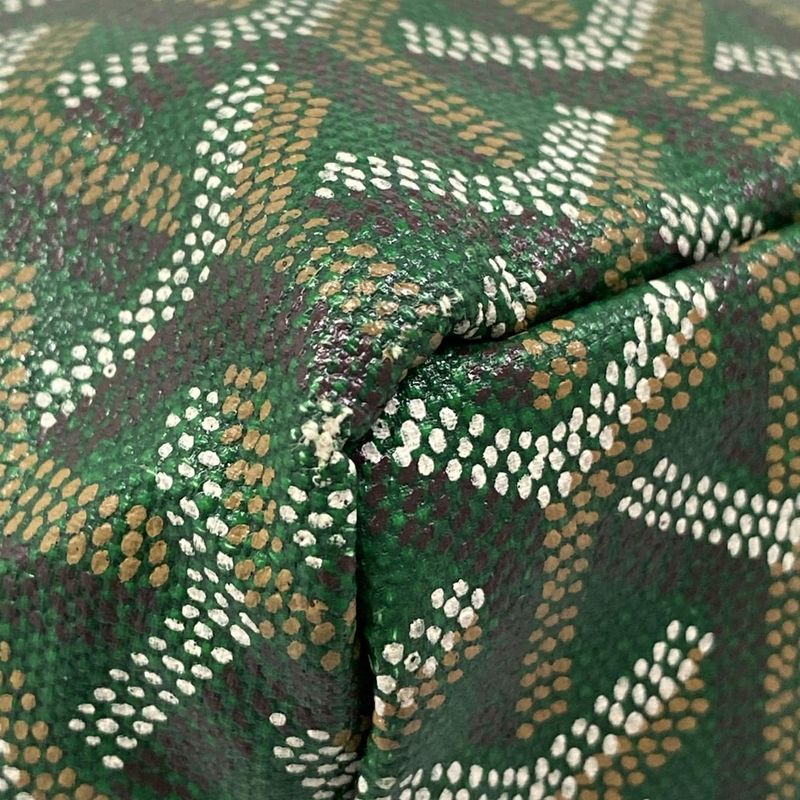 Goyard Tote Saint Louis Junior Green White Orange Markage with Initials