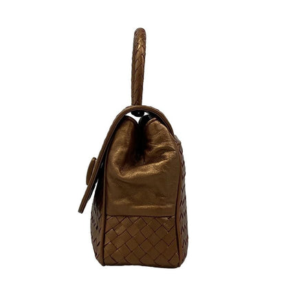 Bottega Veneta Handbag Intrecciato Bronze Leather