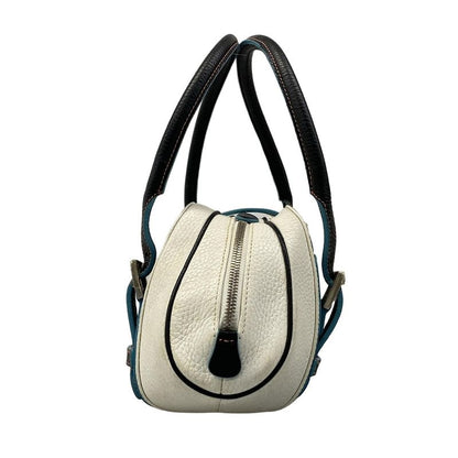 Loewe Handbag Senda White Black Leather
