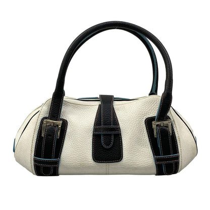 Loewe Handbag Senda White Black Leather