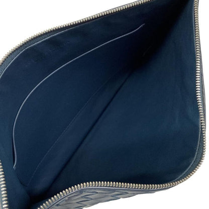 Bottega Veneta Clutch Intrecciato Navy Leather