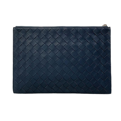 Bottega Veneta Clutch Intrecciato Navy Leather