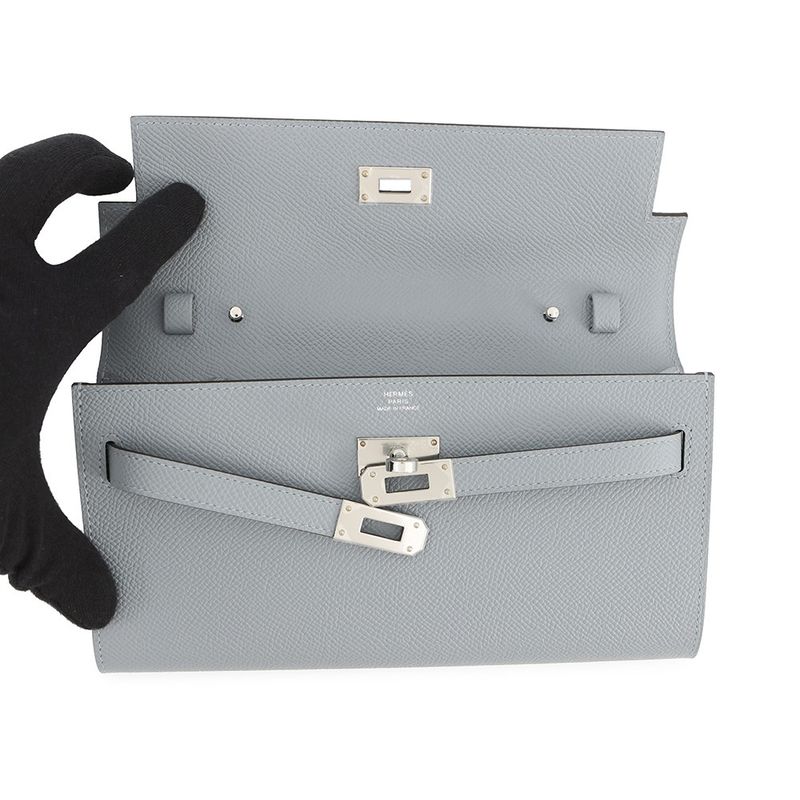 Hermes Kelly Wallet Long to Go Gris Perle Silver Epsom
