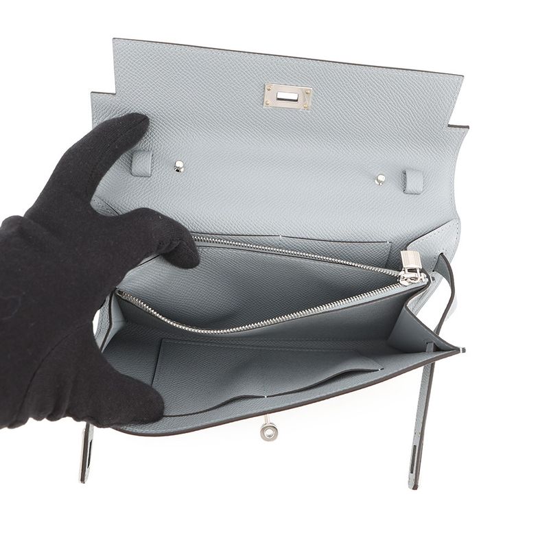 Hermes Kelly Wallet Long to Go Gris Perle Silver Epsom