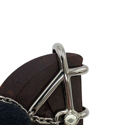 Hermes Brooch Cheval Brown Silver Metal