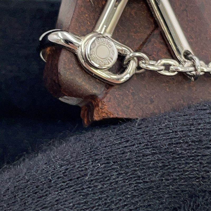 Hermes Brooch Cheval Brown Silver Metal