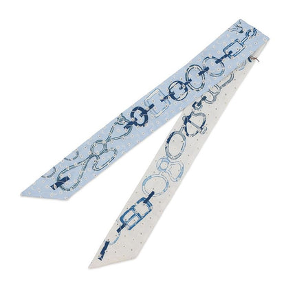 Hermes Scarf Twilly Re Boucles Broderie Anglaise Blue-blanc Marine
