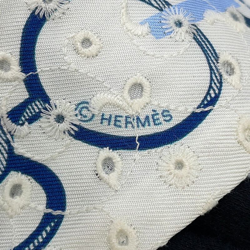Hermes Scarf Twilly Re Boucles Broderie Anglaise Blue-blanc Marine