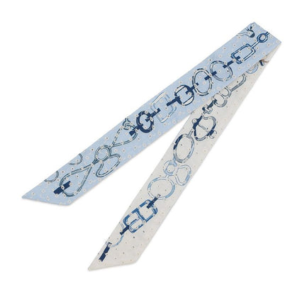Hermes Scarf Twilly Re Boucles Broderie Anglaise Blue-blanc Marine