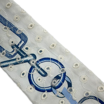 Hermes Scarf Twilly Re Boucles Broderie Anglaise Blue-blanc Marine