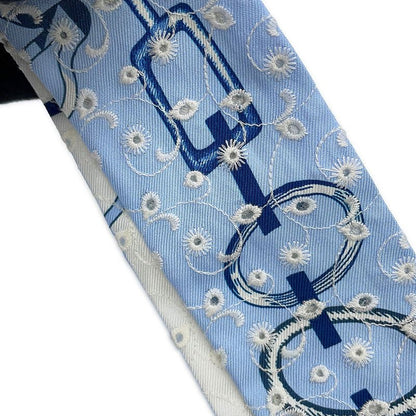 Hermes Scarf Twilly Re Boucles Broderie Anglaise Blue-blanc Marine