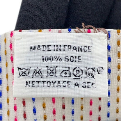 Hermes Scarf Twirl Scope Neon Pointier Embroidery Silk Blanc Rose Vert