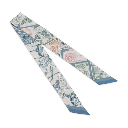 Hermes Scarf Twill Faubourg Lover Silk Blue Moyen White Pink