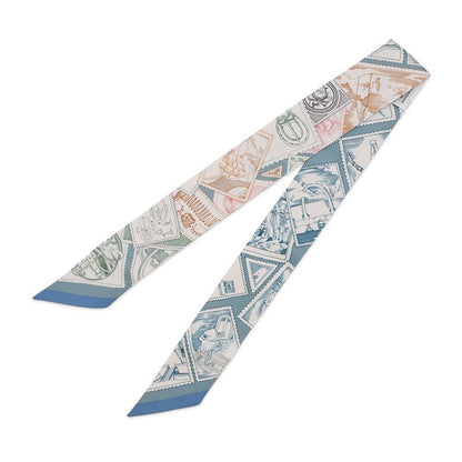Hermes Scarf Twill Faubourg Lover Silk Blue Moyen White Pink