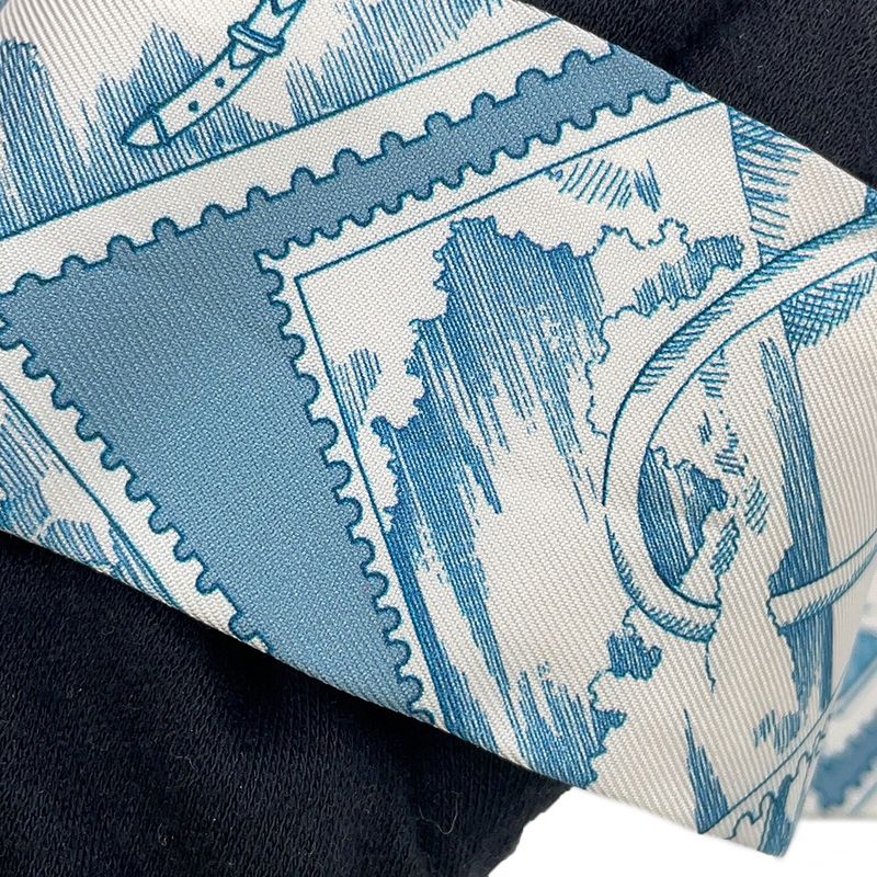 Hermes Scarf Twill Faubourg Lover Silk Blue Moyen White Pink