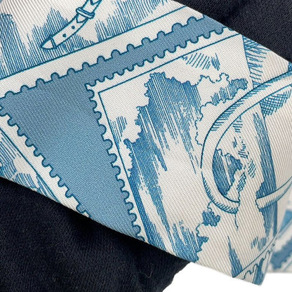 Hermes Scarf Twill Faubourg Lover Silk Blue Moyen White Pink