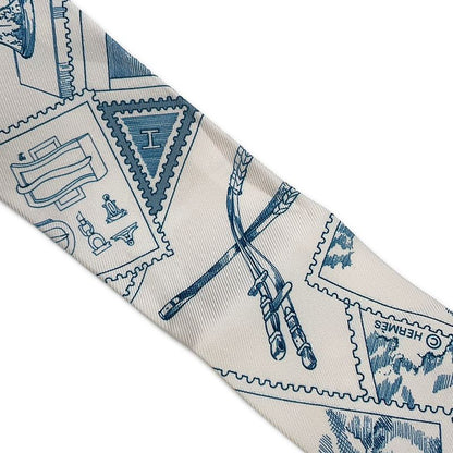 Hermes Scarf Twill Faubourg Lover Silk Blue Moyen White Pink