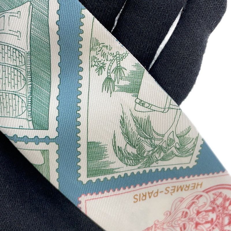 Hermes Scarf Twill Faubourg Lover Silk Blue Moyen White Pink