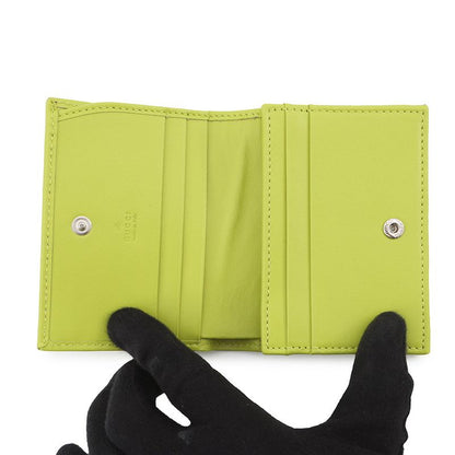 Gucci Bifold Wallet GG Marmont Compact Leather Double Light Green