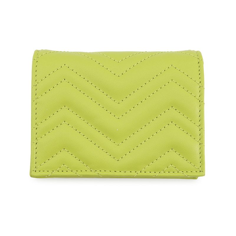 Gucci Bifold Wallet GG Marmont Compact Leather Double Light Green