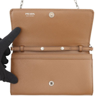 Prada Chain Wallet Saffiano Logo