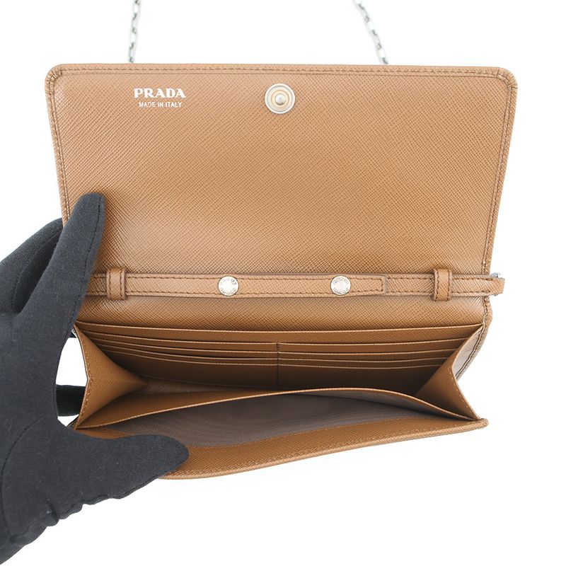 Prada Chain Wallet Saffiano Logo