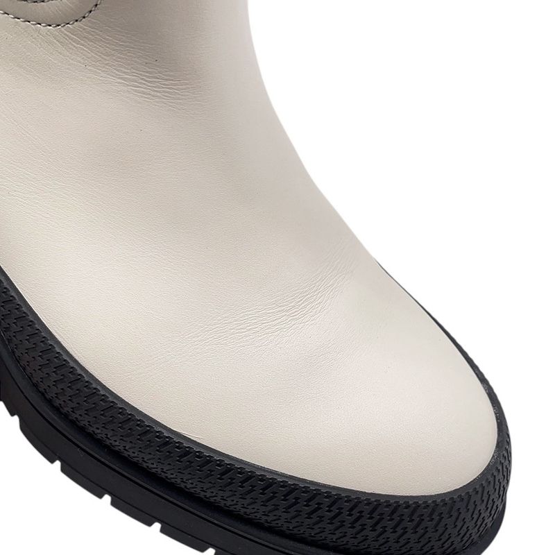 Hermes Boots Leather 36.5 Shoes White Black