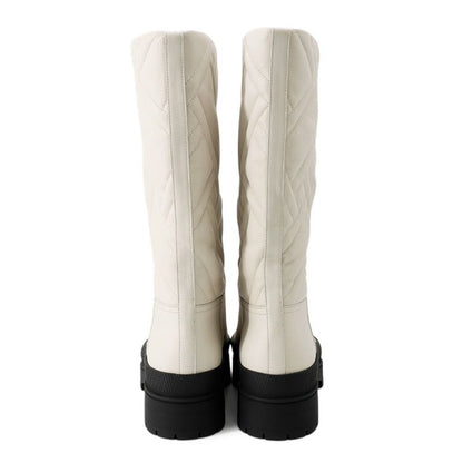 Hermes Boots Leather 36.5 Shoes White Black