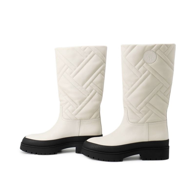 Hermes Boots Leather 36.5 Shoes White Black