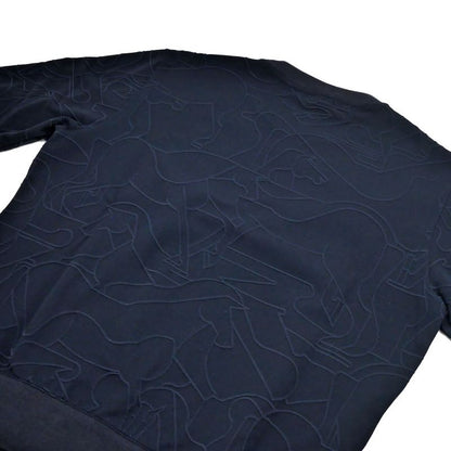 Hermes Long Sleeve Shirt Horse Pattern Embossed Navy