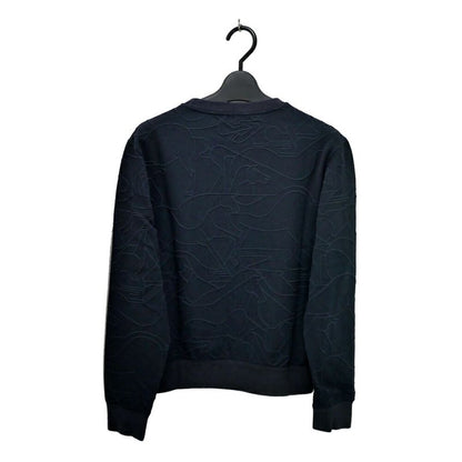 Hermes Long Sleeve Shirt Horse Pattern Embossed Navy