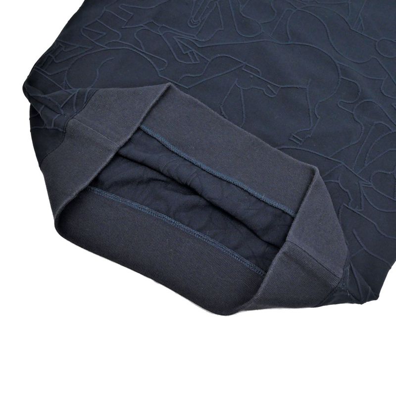 Hermes Long Sleeve Shirt Horse Pattern Embossed Navy