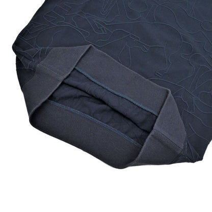 Hermes Long Sleeve Shirt Horse Pattern Embossed Navy